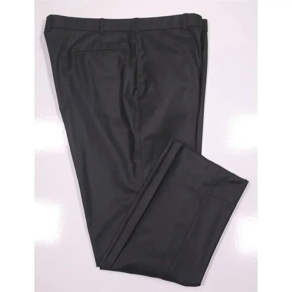 Edgar Pomeroy Bespoke Handmade Charcoal Gray Flat Front Wool Dress Pants 42x29